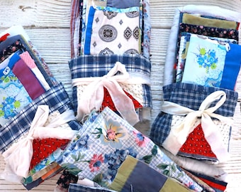 Scrap Quilt Fabric Bundle: Floral Textile Sampler for Slow Stitching