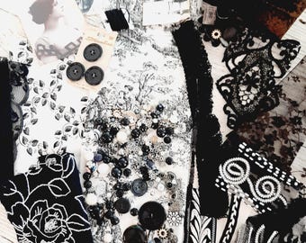 Vintage Tin Recipe Box: Black & White Craft Supplies, Ephemera