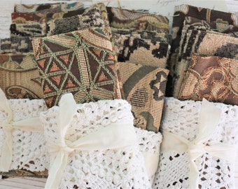 Vintage Tapestry Fabric Bundle: Rich Colors, Junk Journal Embellishments