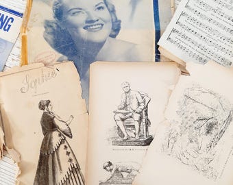 Vintage Chandelier Crystals - Vintage Music Sheets - Ephemera - Junk Journal Supply