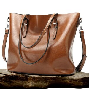 Handgefertigte Leder Henkel Tasche für Damen – Große Handtasche mit Schultergurt | Geldbörse mit Taschen | Geschenk für sie | Handgefertigte Tasche | Handgemachtes Geschenk