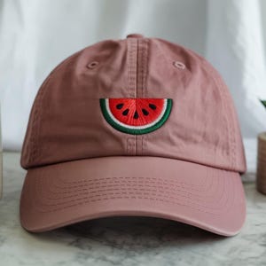 Juicy Watermelon Slice Embroidered on a Soft Pink Embroidered Hat