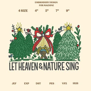 Diseño &quot;Que el cielo y la naturaleza canten&quot;, El regalo más grande de todos, Diseño de bordado, Archivo de bordado navideño cristiano, Pes de Navidad de la Natividad