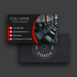 Fitness Trainer Visitenkarte, Personal Trainer Visitenkarte - Bearbeitbare Vorlage