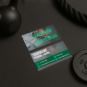 Modern Fitness Trainer Business Card, Personal Trainer Card Template, Gym Coach Business Card, Editable Template