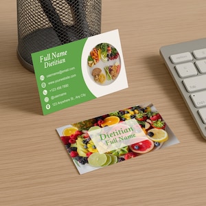 Minimalistische Diätetiker-Visitenkarte - Bearbeitbare Vorlage für Ernährungswissenschaftler