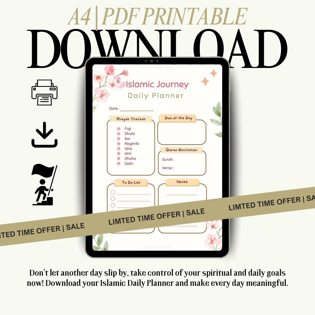 Islamic Daily Planner Printable PDF Template: Prayer, Quran ...