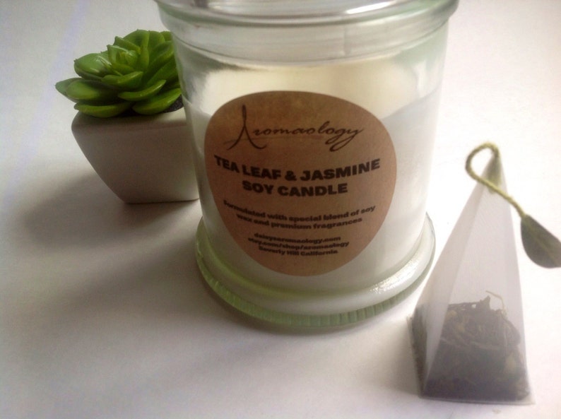 Tea Leaf Jasmine Scented Candle Jasmine Candle Tea Leaf Etsy