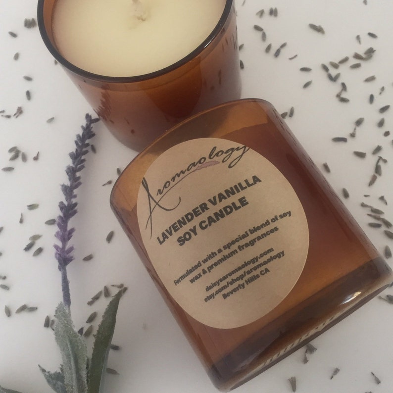 Lavender Vanilla Scented Candle 12oz Candle Christmas Etsy