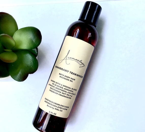 Body Oil Mahogany Teakwood Scented Body Oil After Shower Oil Etsy