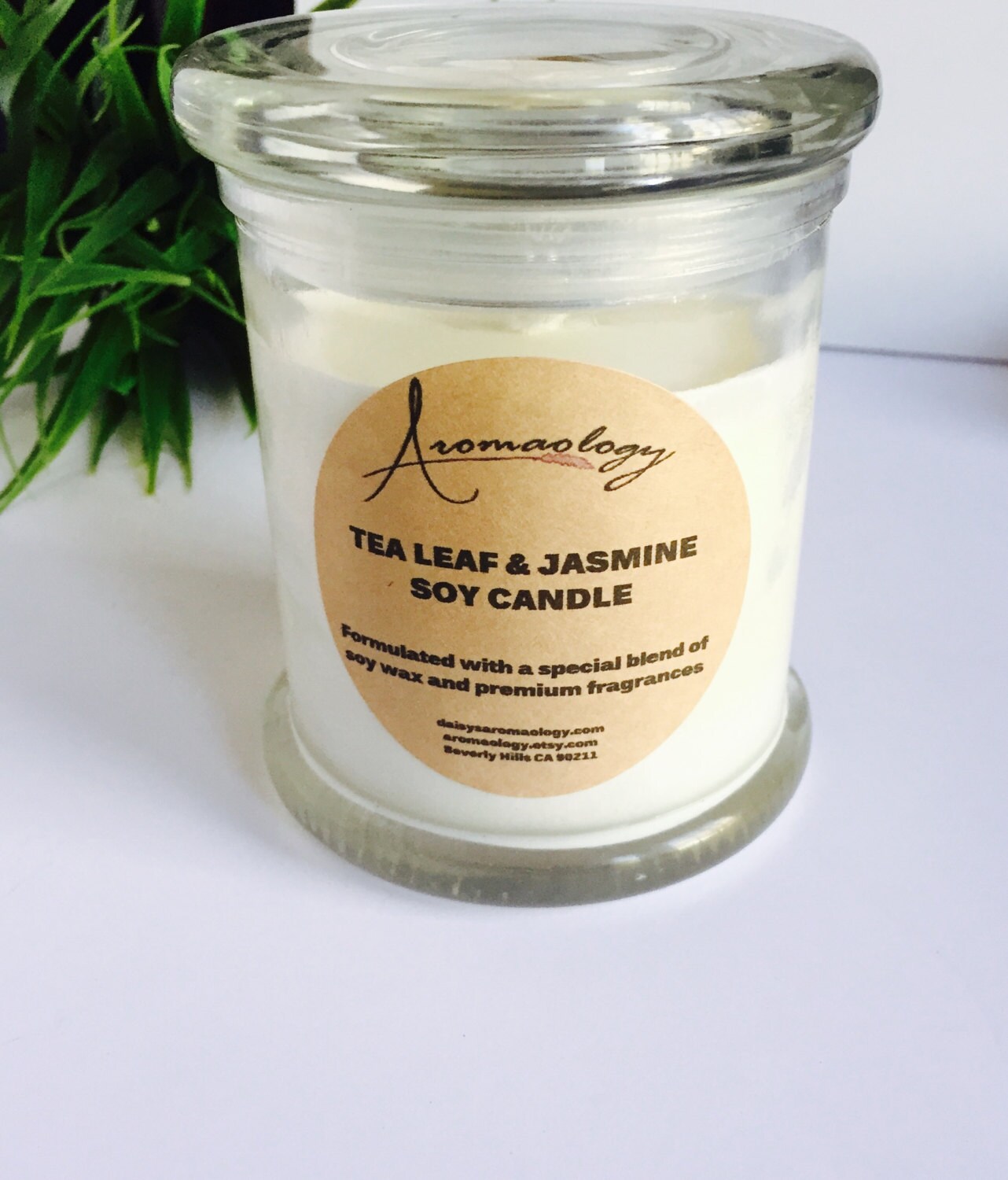 Tea Leaf Jasmine Scented Candle Jasmine Candle Tea Leaf Etsy