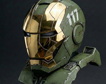 Iron Man MK5 Helmet Master Chief Colorway Opening Faceplate Wearable Cosplay Display Prop