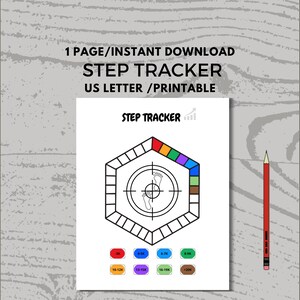 Afdrukbare stappentracker | Fitnesstracker pdf | Dagelijks stappenlogboek | Wandeltracker | Gezondheids- en welzijnsplanner | Direct downloaden