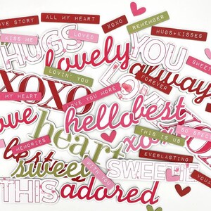 ARToptions Rouge Chipboard Word Set - 49 and Market - 51 Die Cut piece Love Valentine Heart
