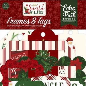 Echo Park - Here Comes Santa Clause Frames & Tags Ephemera 33/pk Die Cut Pieces Christmas HCSC188025