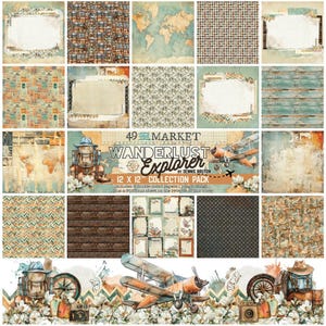 Wanderlust Explorer - 12x12 Paper Collection Pack - 49 and Market - 8 Double-sided Papers