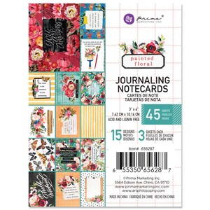 Prima - Painted Floral - 3x4 Journaling Notecards 45 Sheets Tags Mixed Media Journal Planner