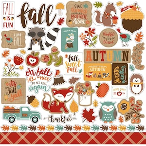Celebrate Autumn - 12x12 Element Sticker Sheet - Echo Park Fall Family Home Scrapbook Cardmaking