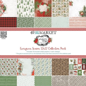 Evergreen Season - 12x12 Paper Collection Pack - 49 and Market - 10 Double-sided Papers Christmas