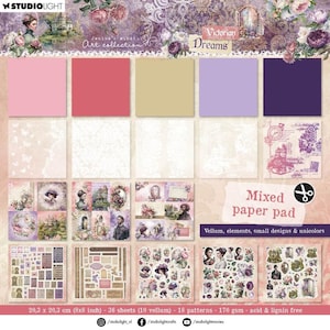 Studio Light - Victorian Dreams Jenine Mindful's Art Collection 8x8 Mixed Paper Pad 36 Sheets Nr. 140
