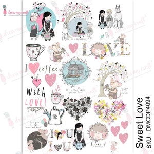 Sweet Love - Dress My Craft Transfer Me - A4 Transfer Decal Sheet DMCDP4094