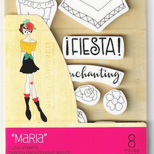 Julie Nutting Doll Stamp "Maria - Solecito Collection" Cling Rubber 8 pieces Mixed Media Planner Card Tags Prima Marketing 913526