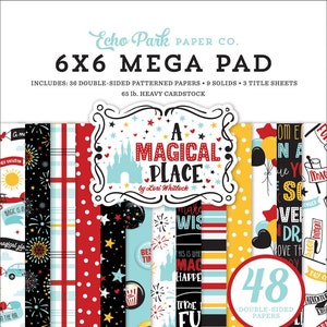 Echo Park - A Magical Place - 6x6 Mega Pad Cardmakers  48 Double Sided Sheets Cards Tags Disney Castle