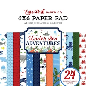 Echo Park - Under Sea Adventures - 6x6 Paper Pad 24 Sheets Double Sided Scrapbook Mixed Media Family