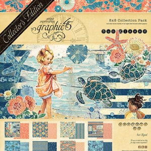 Graphic 45 - Sun Kissed - 8x8 Paper Collection Pack 24 sheets Summer Beach Scrapbook Mixed Media Journal