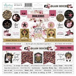 Glam Rock Stickers - 12x12 Cardboard Sticker Sheet - Mintay Paper Scrapbook Journal Cardmaking