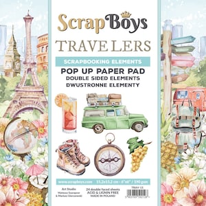 Travelers POP UP - ScrapBoys Paper - Scrapbook Elements & Embellishments 24 Double Sided Sheets 6x6 Pad Planner Cardmaking