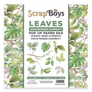 Leaves POP UP - ScrapBoys Paper - Scrapbook Elements & Embellishments 24 Double Sided Sheets 6x6 Pad Planner Cardmaking