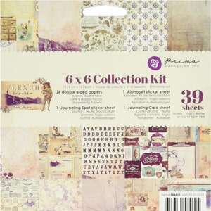 Prima - French Riviera 6x6 Collection Kit 39 Blatt Papiere + Journaling + Aufkleber Mixed Media