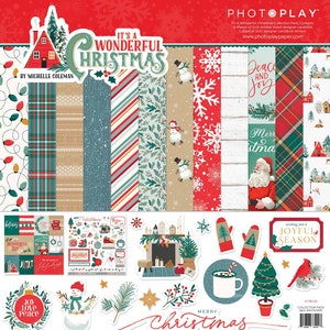 PhotoPlay Paper - It's A Wonderful Christmas - 12x12 Collection Pack Scrapbook Kit Papers + Stickers