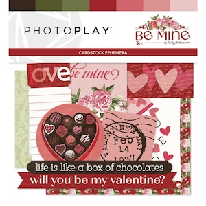 Photoplay Paper - Be Mine - Cardstock Ephemera Die Cut 26 pieces Love Valentine Family Scrapbook Mixed Media