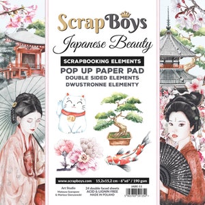Japanese Beauty POP UP - ScrapBoys Paper - Scrapbook Elements & Embellishments 24 Double Sided Sheets 6x6 Pad Planner Cardmaking