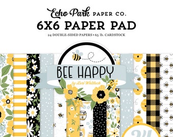 Echo Park - Bee Happy  6x6 Paper Pad Spring Flower Garden Flowers 24 Double-sided Sheets