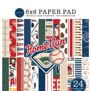 Carta Bella - Home Run 6x6 Paper Pad Retro Baseball Spiel 24 doppelseitige Blätter