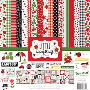 Echo Park - Little Ladybug - Kit di raccolta 12x12 Girl Scrapbook Papers + adesivi