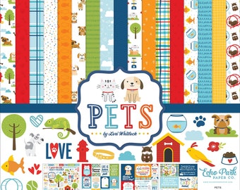 Echo Park - Pets - 12x12 Collection Kit Scrapbook Papers + Stickers Dog Cat Fish Bird