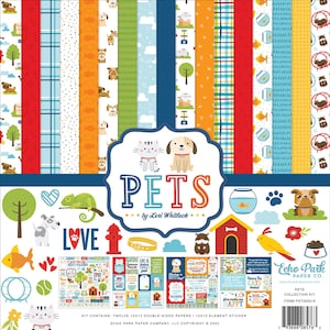 Echo Park - Pets - 12x12 Collection Kit Scrapbook Papers + Stickers Dog Cat Fish Bird