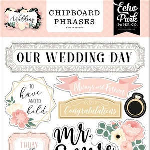 Wedding 6x13 Chipboard Phrases  Wedding scrapbook, Wedding