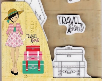 Julie Nutting Doll Stamp "Madeline" Cling Rubber 5 pieces Mixed Media Planner Card Tags Prima Marketing 912932