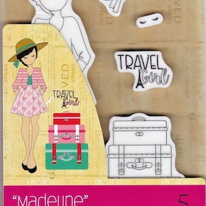 Julie Nutting Doll Stamp "Madeline" Cling Rubber 5 pieces Mixed Media Planner Card Tags Prima Marketing 912932