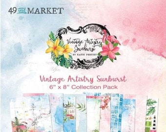 Vintage Artistry Sunburst - 6x8 Collection Pack - 49 and Market - Scrapbook Papers + Bonus Fussy-cut Sheet of Elements 28 sheets