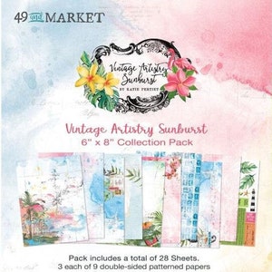 Vintage Artistry Sunburst - 6x8 Collection Pack - 49 and Market - Scrapbook Papers + Bonus Fussy-cut Sheet of Elements 28 sheets