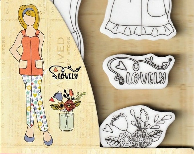 Julie Nutting Doll Cling Mounted Rubber Stamp – Prima Marketing, Doll Theme, Used Good Condition