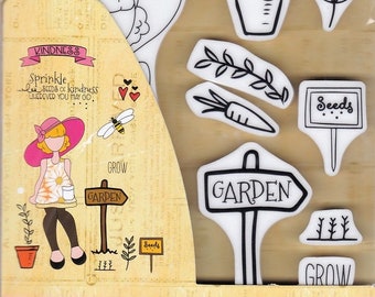 Julie Nutting Doll Stamp "Meg" Cling Rubber 12 pieces Mixed Media Planner Card Tags Prima Marketing 913267
