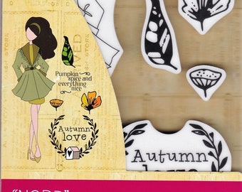 Julie Nutting Doll Stamps "Nora" Cling Rubber 6 pieces MIXED MEDIA Planner Card Tags Prima Marketing 913205