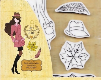 Julie Nutting Doll Stamp "Jessi" Cling Rubber 5 pieces Mixed Media Planner Card Tags Prima Marketing 913236